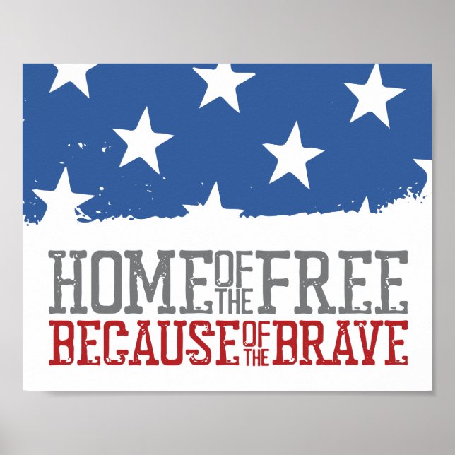 Affiche Maison des libres grâce aux braves drapeau américa (Devant)