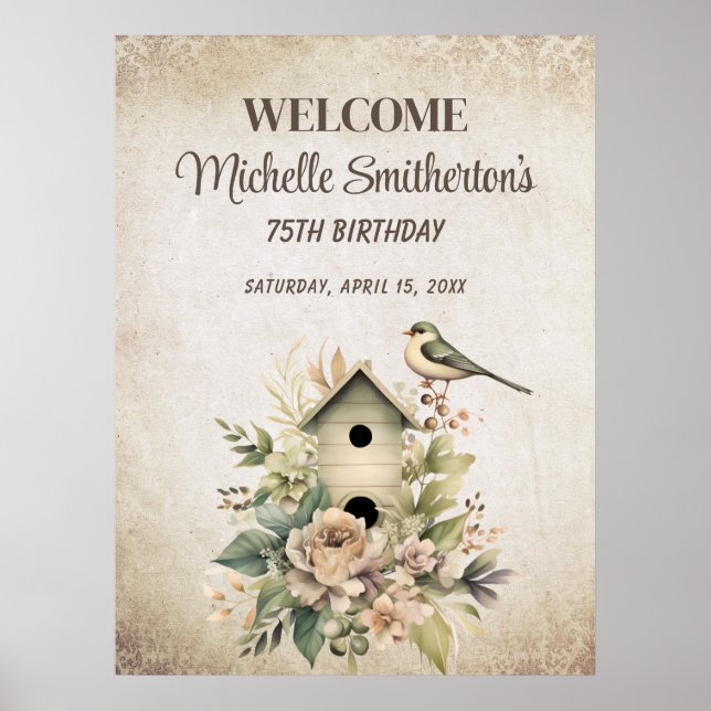 Affiche Maison d'oiseau Botanique Nature 75e Anniversaire  (Devant)