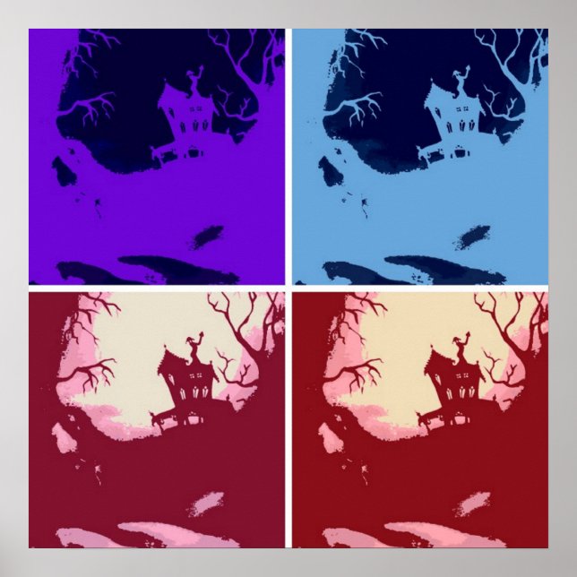 Affiche Maison effrayante d'Halloween (Devant)