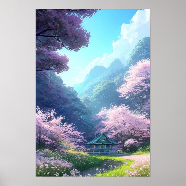 Affiche Maison en bois pittoresque à la campagne (Devant)