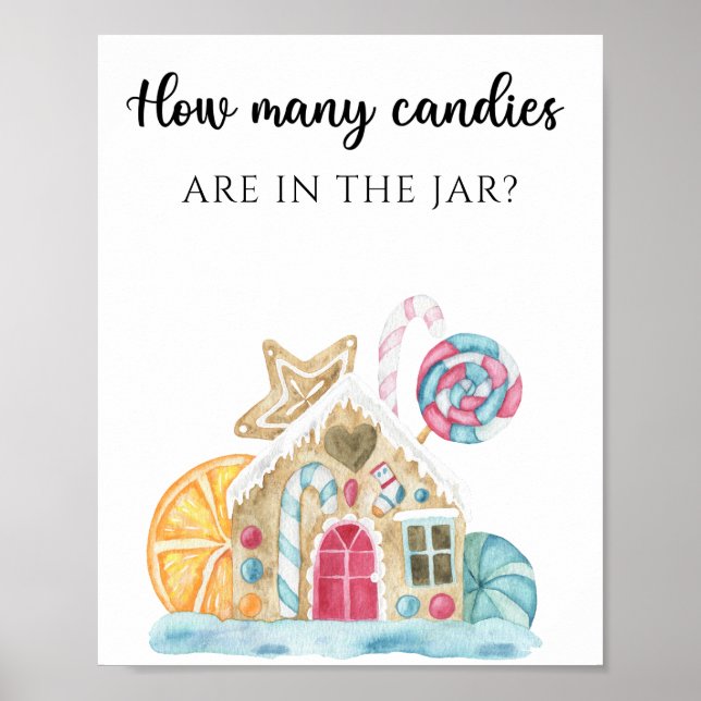 Affiche Maison en pain d'épices - devinez combien de bonbo (Devant)