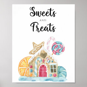 Affiche Maison en pain d'épices - fête de bébé douceurs et