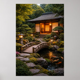 Affiche Maison et jardin japonais magnifiques