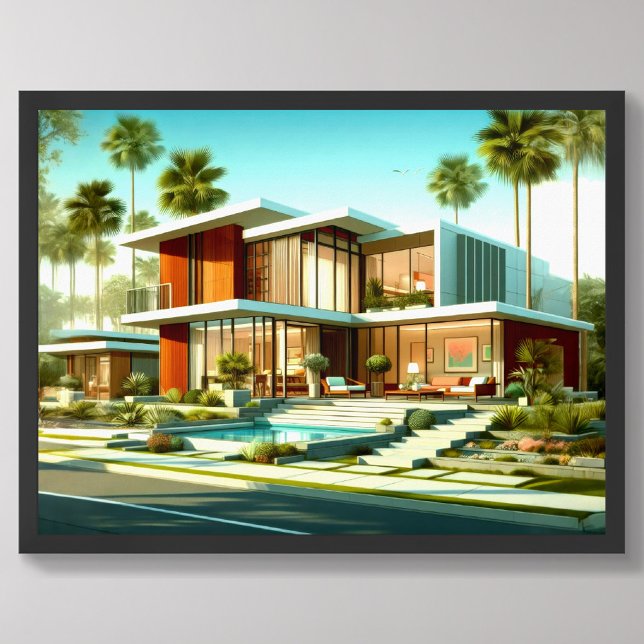 Affiche Maison Extérieure Architecturale Moderne Du Milieu (Créateur téléchargé)