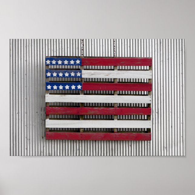 Affiche Maison flottante Drapeau américain (Devant)