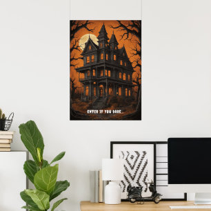 Affiche Maison hantée à Halloween de nuit