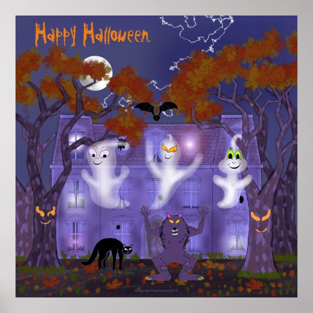 Affiche Maison hantée avec orbes (Devant)