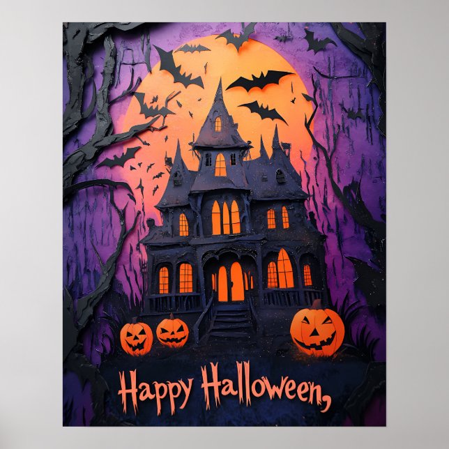 Affiche Maison Hantée Déplaisante Halloween (Devant)