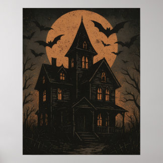Affiche Maison hantée d'Halloween