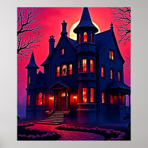 Affiche Maison Haunted éffrayant à Dusk Design