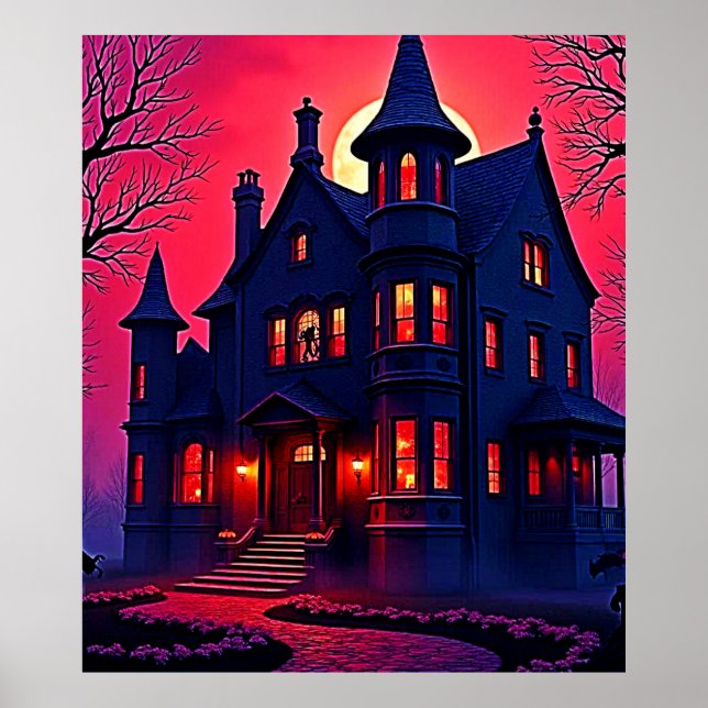 Affiche Maison Haunted éffrayant à Dusk Design (Devant)