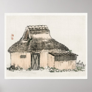 Affiche Maison japonaise de Kōno Bairei (1844-1895)