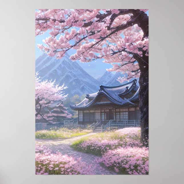 Affiche Maison japonaise traditionnelle à la campagne (Devant)