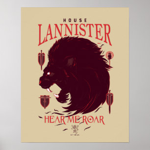 Affiche Maison Lannister - Entendez-moi Roar