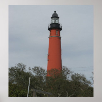 Affiche Maison lumineuse Ponce Inlet au-dessus des arbres