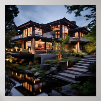 Affiche Maison moderne avec fonction d'eau