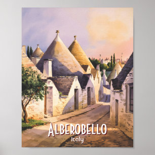 Affiche Maison personnalisée Alberobello Trulli Italie Aqu