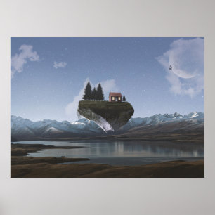 Affiche Maison rurale, Imaginaire Terrain flottant