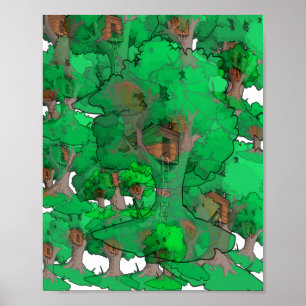 AFFICHE MAISON SUR ARBRE