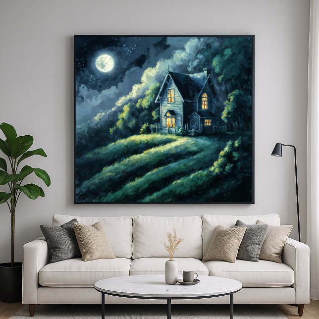 Affiche Maison sur Monlit Hill - Style impressionnisme (Créateur téléchargé)