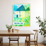 Affiche MAISON SWEET HOME Maison personnalisée Jardin Illu<br><div class="desc">Joli dessin coloré d'une maison et d'un grand jardin avec le texte HOME SWEET HOME! Entièrement personnalisable. Cliquez sur "Personnaliser" ci-dessus pour modifier le texte. Cliquez ensuite sur "modifier à l'aide de l'outil de conception" pour ajuster les polices, les couleurs et les placements. Sélectionnez la taille de l'impression à l'aide...</div>