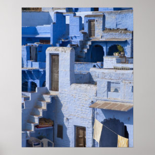 Affiche Maison traditionnelle peinte en bleu, Jodphur