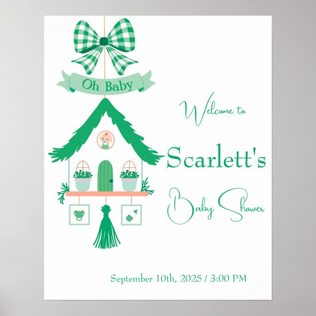 Affiche Maison verte personnalisée Oh Baby shower (Devant)
