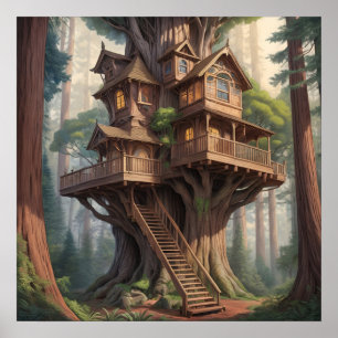 Affiche maison victorienne à redwood tree