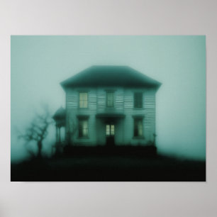 Affiche Maison victorienne hantée Atmosphère brumeuse d'ho