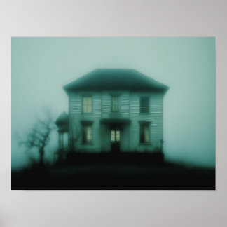 Affiche Maison victorienne hantée Atmosphère brumeuse d'ho