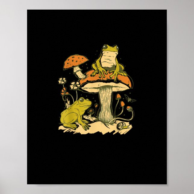 Affiche Maisonnette Champignon Grenouille Esthétique Cotta (Devant)