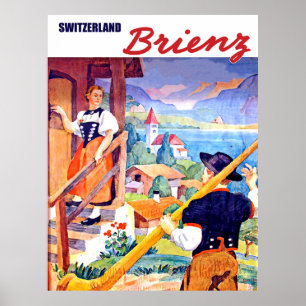 Affiche Maisons à Brienz, Suisse
