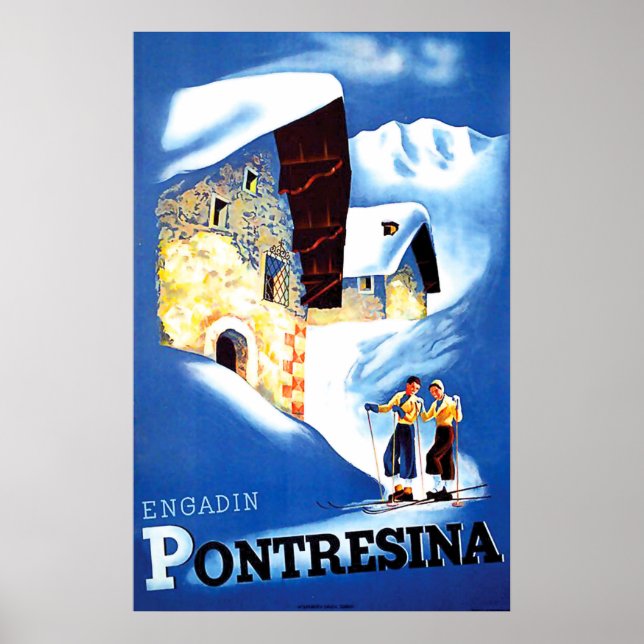 Affiche Maisons à Pontresina, Suisse (Devant)