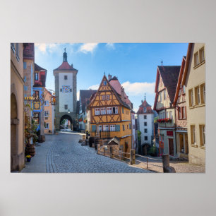 Affiche Maisons colorées à Rothenburg, Allemagne