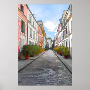 Affiche Maisons colorées rue Cremieux - Paris