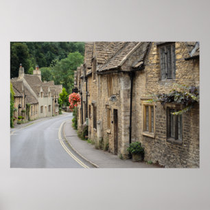 Affiche Maisons de campagne couleur miel à Castle Combe, a