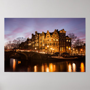 Affiche Maisons de canal d'Amsterdam à l'affiche de