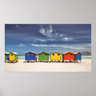 Affiche Maisons de plage colorées   Muizenberg, Afrique du