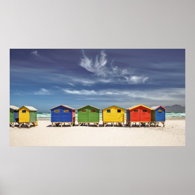 Affiche Maisons de plage colorées | Muizenberg, Afrique du (Devant)