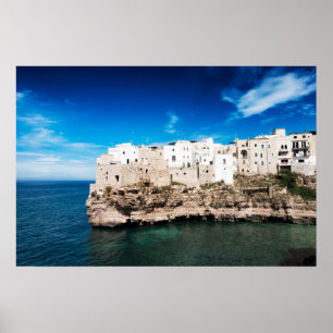 Affiche Maisons de Polignano a Mare sur une falaise dans l