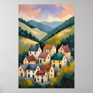 Affiche Maisons de village charmantes dans un paysage de c