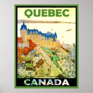 Affiche Maisons en Québec, Canada, voyage vintage