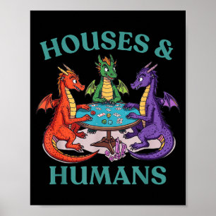 Affiche Maisons Et Humains Dragon Jdr Fantastique Parodie