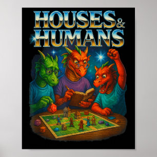 Affiche Maisons Et Humains Drôle De Jeu De Rôle De Jeu Pou