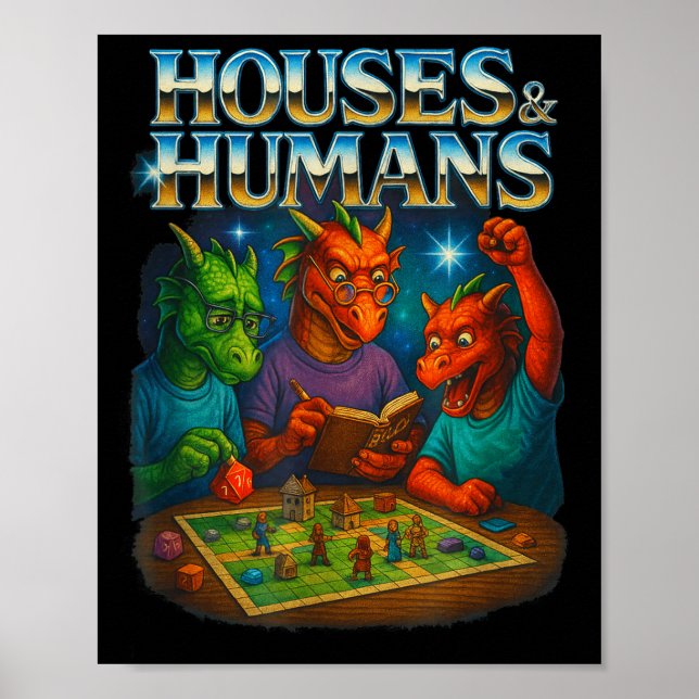 Affiche Maisons Et Humains Drôle De Jeu De Rôle De Jeu Pou (Devant)