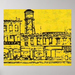 Affiche Maisons et maisons de Yellowville et château d'eau