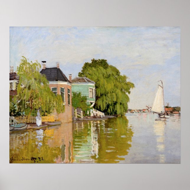 Affiche Maisons sur l'Achterzaan (1871) par Claude Monet (Devant)