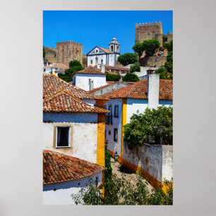 Affiche Maisons traditionnelles à toit rouge Portugal