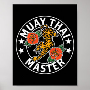 Affiche Maître de Muay Thai Combattant Boxe Hobby Arts Mar
