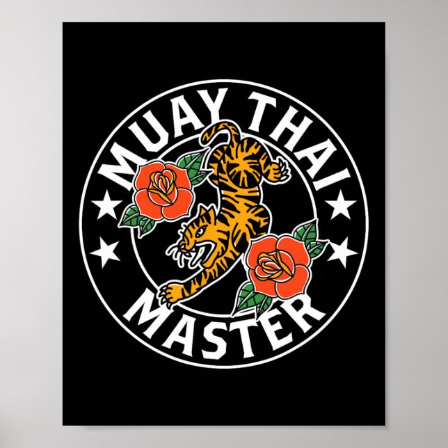 Affiche Maître de Muay Thai Combattant Boxe Hobby Arts Mar (Devant)